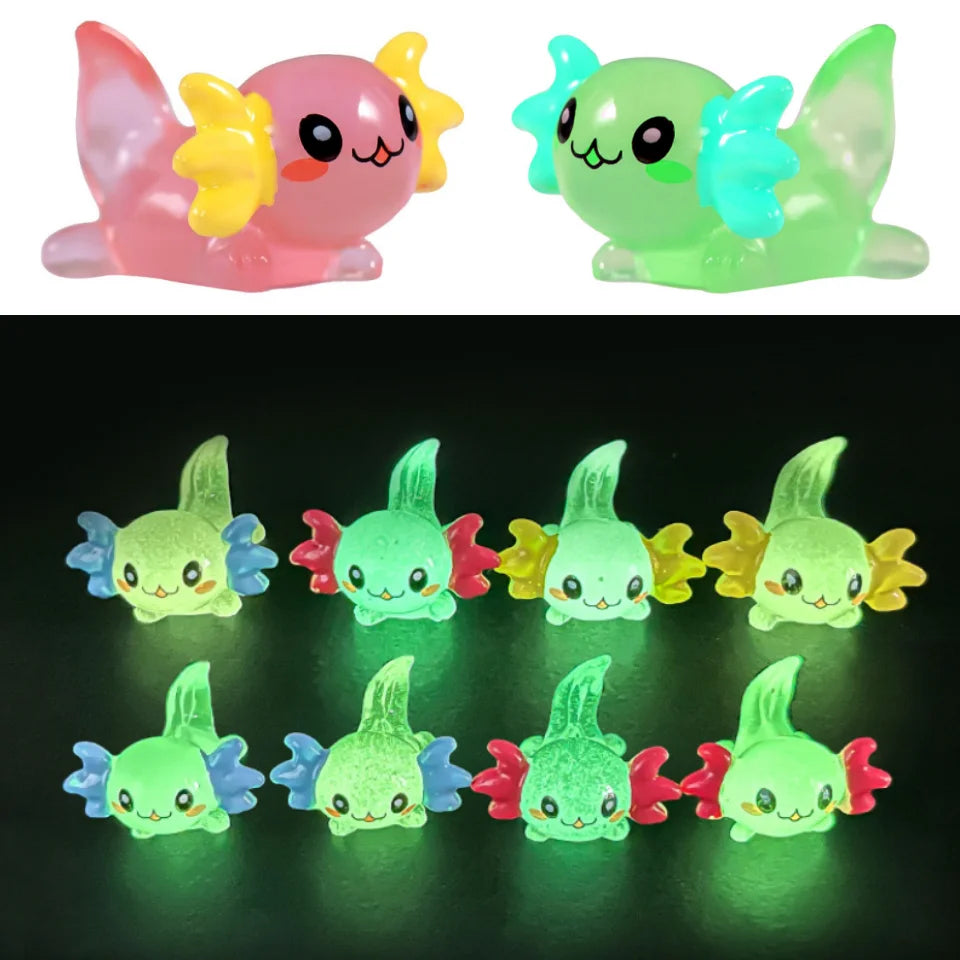 Luminous Axolotl Miniatures Glow Fish